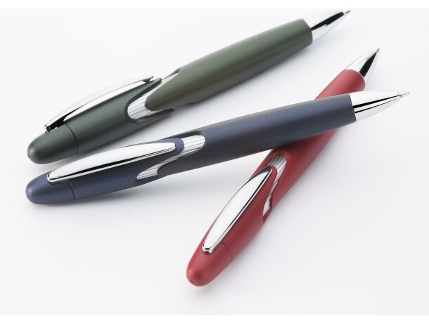 Bolígrafo con cuerpo a color con detalles en plata merchandising