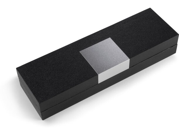 Estuche para bolígrafo en negro con chapa de aluminio Estuche para bolígrafo en negro con chapa de aluminio