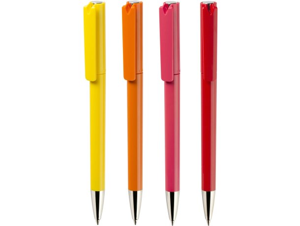 Bolígrafo con cuerpo a color y punta plateada con logo