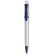Bolígrafo de plástico sencillo en blanco con detalles a color azul marino