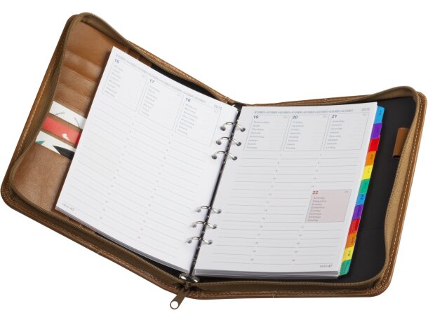 Agenda de piel con cremallera grabada Agenda de piel con cremallera grabada