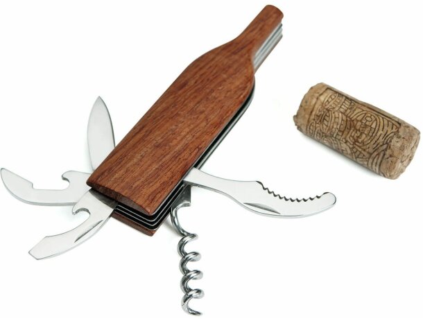 Sacacorchos multi función de madera personalizado