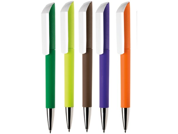 Bolígrafo a color con clip blanco barato