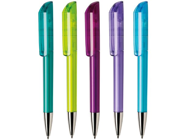 Bolígrafo con cuerpo transparente en colores economico