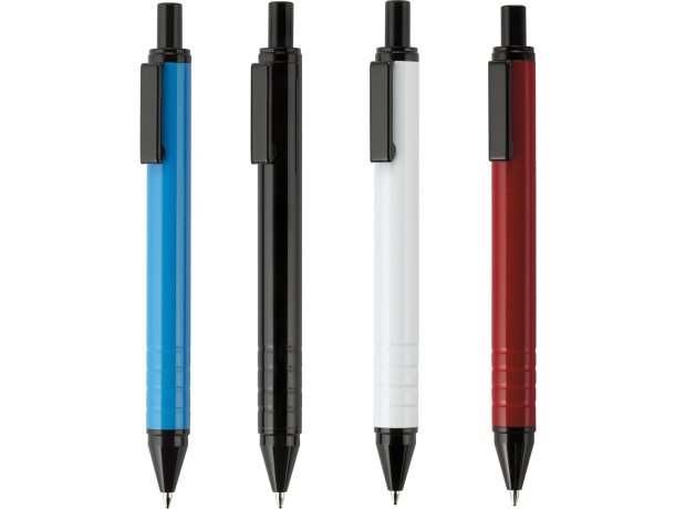 Bolígrafo en color metálico con detalles en negro