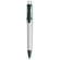 Bolígrafo de plástico sencillo en blanco con detalles a color verde oscuro