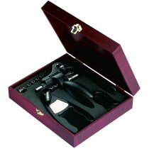 Set vino sacacorchos automático acero negro Tegal