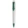 Bolígrafo de plástico sencillo en blanco con detalles a color verde medio