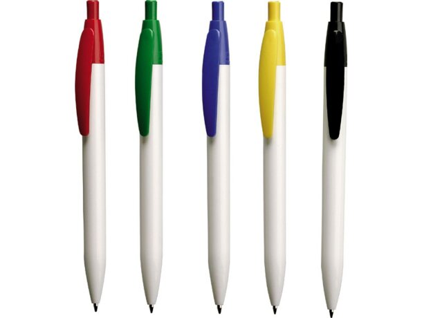 Bolígrafo con pulsador en color y clip barato