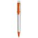 Bolígrafo de plástico sencillo en blanco con detalles a color naranja