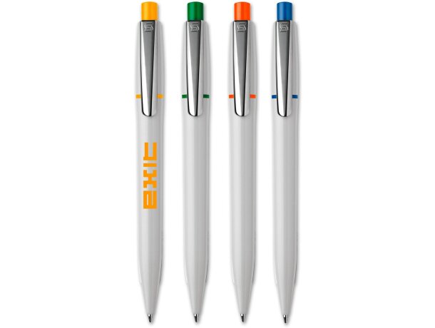 Bolígrafo blanco con pulsador en color personalizado