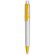 Bolígrafo de plástico sencillo en blanco con detalles a color amarillo