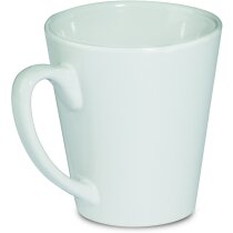 Taza de loza cónica blanca