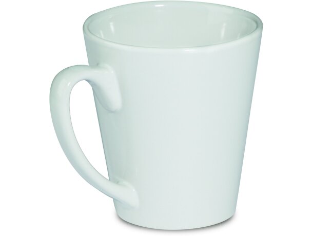 Taza de loza cónica blanca