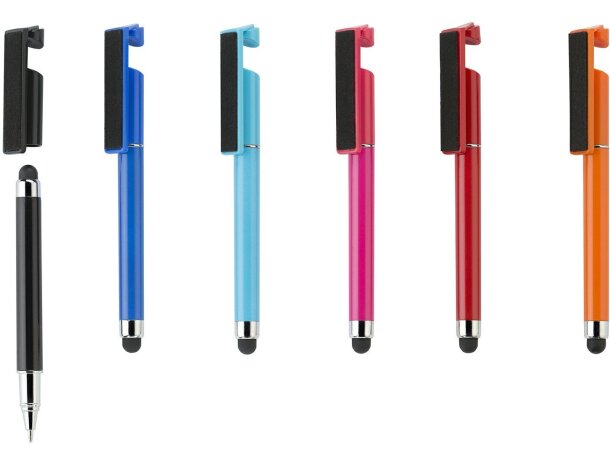 Bolígrafo Mini Touch Pen Limpia Pantallas con Base Para Móvil