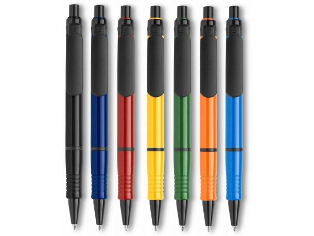 Bolígrafo a color con clip grande en negro merchandising