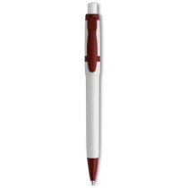 Bolígrafo de plástico sencillo en blanco con detalles a color personalizado Bolígrafo de plástico sencillo en blanco con detalles a color personalizado