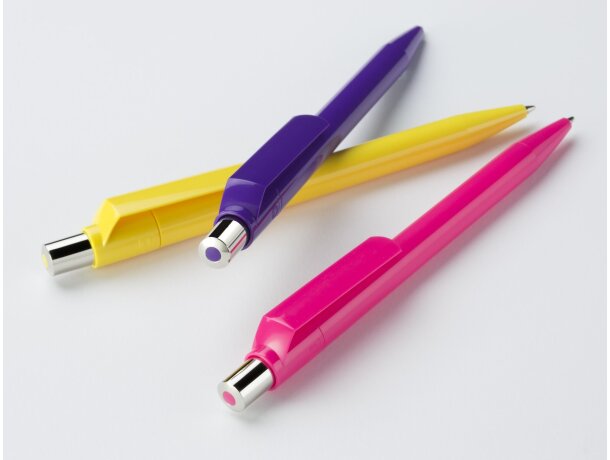 Bolígrafo en color con pulsador plata