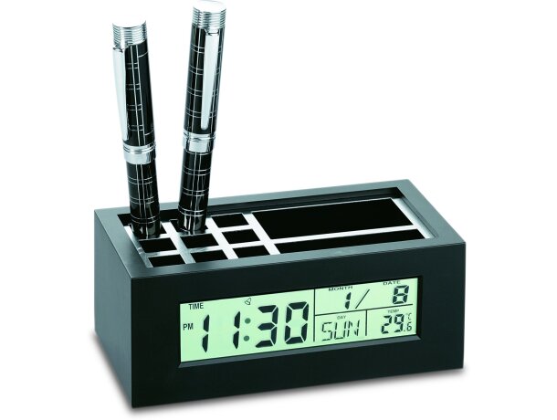 Cubilete para lápices con reloj y calendario Cubilete para lápices con reloj y calendario