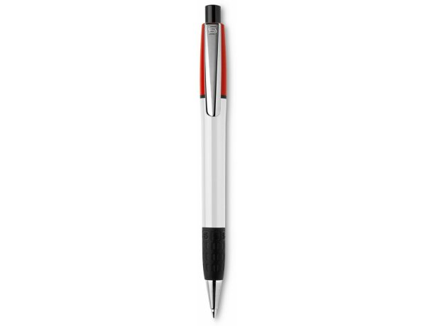 Bolígrafo de plástico blanco con clip cromado