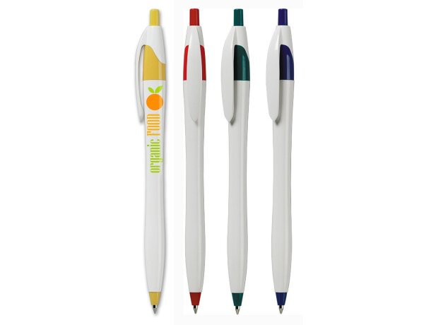 Bolígrafo en blanco con detalles en color merchandising