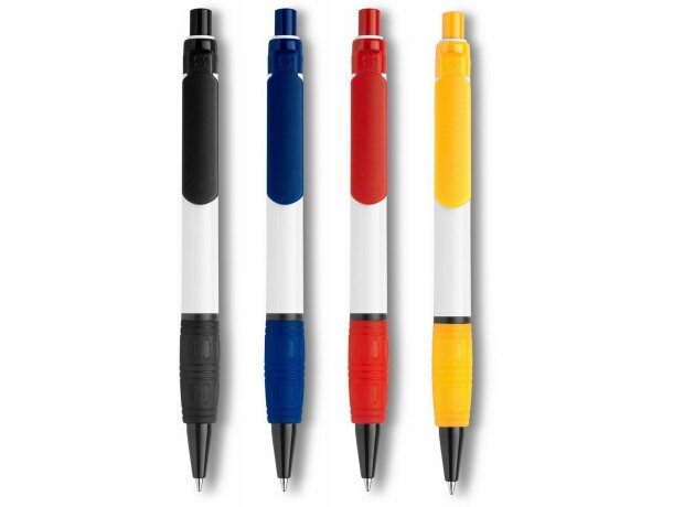 Bolígrafo con el cuerpo de color blanco y detalles en color de Stilolinea