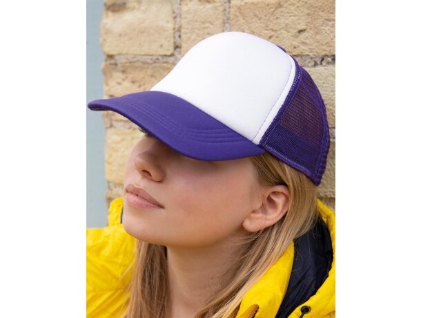 Gorra acolchada con ½ malla Morado/blanco detalle 2