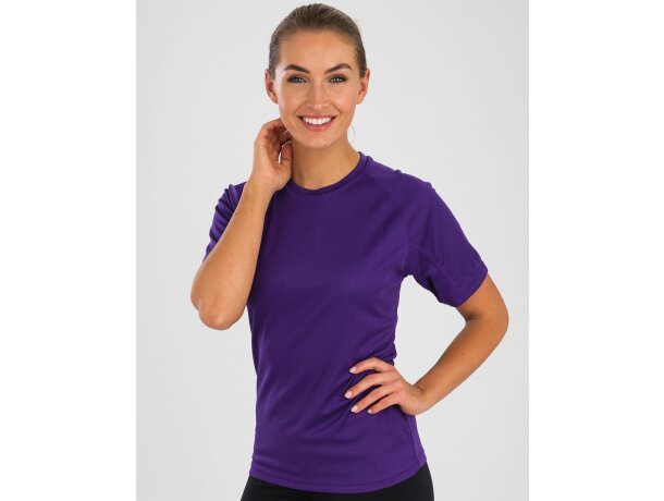 Camiseta De Poliester Colores Fluor De Mujer Morado detalle 3