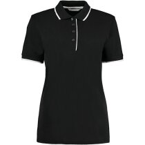 Polo manga corta de mujer tejido mixto personalizado negro y blanco