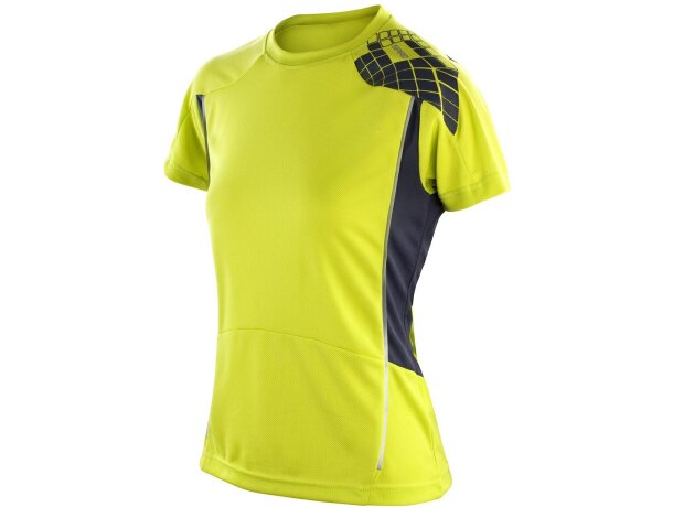 Camiseta Spiro Training mujer con malla posterior transpirable Verde oscuro/verde oscuro detalle 2