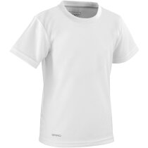 Camiseta de poliester tallas de niño 160 gr con logo blanca