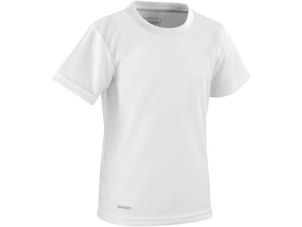 Camiseta de poliester tallas de niño 160 gr con logo blanca