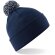 Gorro con pom pom unisex plegable Marino/blanco