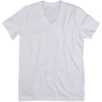 Camiseta de hombre manga corta cuello en V personalizada blanca