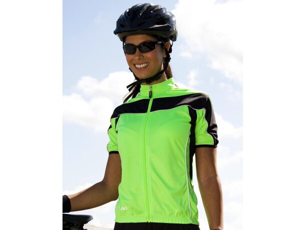 Camiseta de mujer manga corta ciclista 170 gr Verde paramedico/amarillo fluor detalle 3