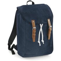 Mochila estilo vintage con acolchado para ordenador personalizada azul marino