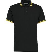 Polo unisex manga corta detalles en cuello y mangas 185 gr personalizado negro/amarillo