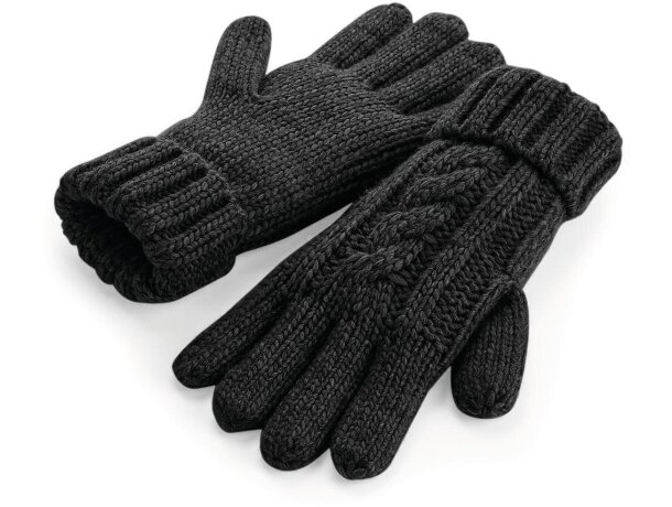 Guantes Novodvinsk punto cable poliacrílico textura artesanal Mostaza detalle 4