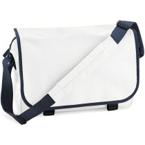 Bolsa de mensajero con correa ajustable blanco y azul