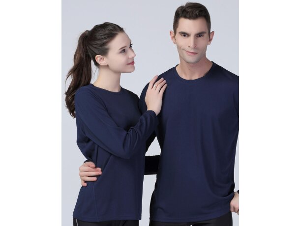 Camiseta manga larga técnica de mujer 150 gr Marino detalle 2