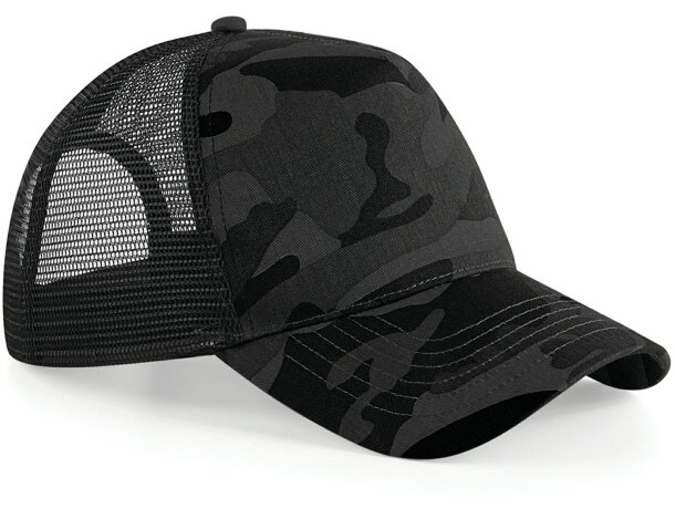 Gorra Camo Trucker . Accesorio barato para merchandising negro