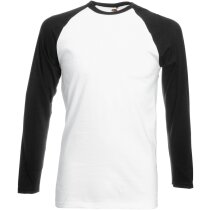 Camiseta manga larga unisex mangas contrastada 160 gr blanco/azul