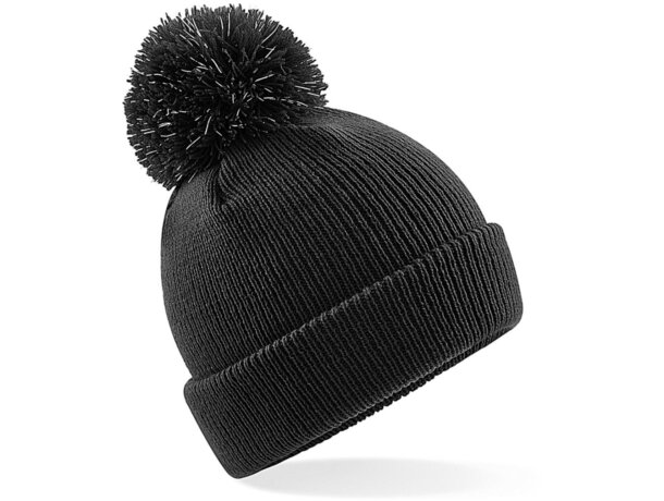 Gorro Junior B406b poliacrílico reflectante con pompón de doble capa Azul royal brillante detalle 3