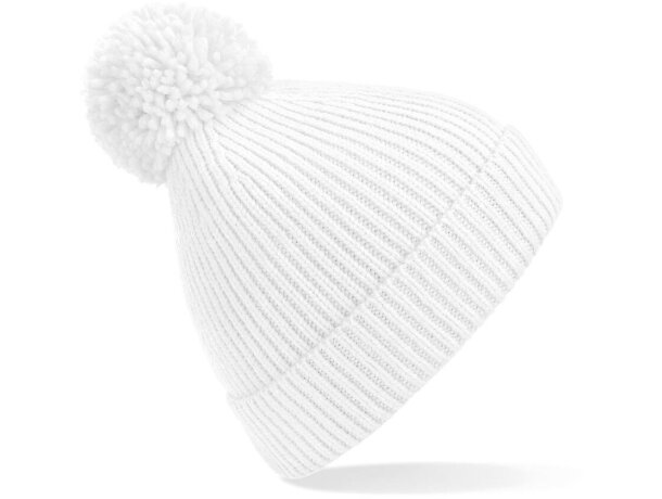 Gorro Beechfield canalé con pompón en poliacrílico para el frío Jade verde detalle 3