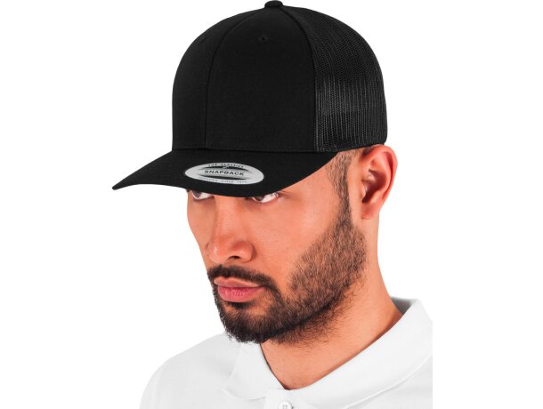 Gorra vintage camionero: estilo retro reinventado Negro detalle 2