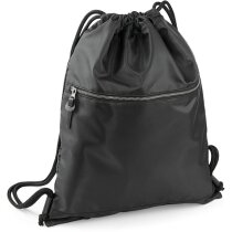 Mochila con cuerdas con bolsillo delantero personalizada negra Mochila con cuerdas con bolsillo delantero personalizada negra