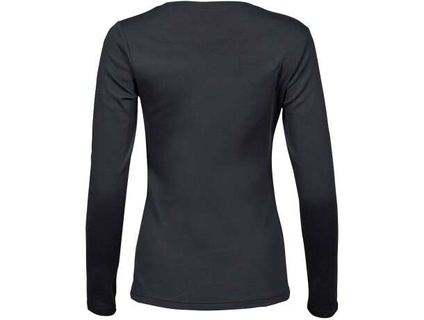 Camiseta manga larga personalizada de mujer algodón de fibra 220 g/m2 Gris oscuro detalle 1