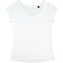 Camiseta de mujer manga corta cuello amplio blanca Camiseta de mujer manga corta cuello amplio blanca