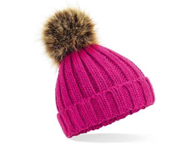 Gorro con pom pom para niños Fucsia detalle 1