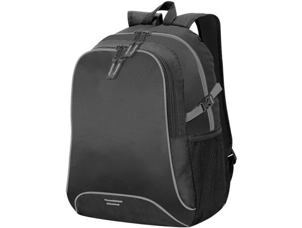 Mochila cómoda con bolsillos laterales de malla negra Mochila cómoda con bolsillos laterales de malla negra